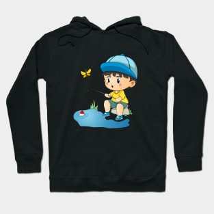 Cute Fishing Boy Angler Fisherman Kids Hoodie